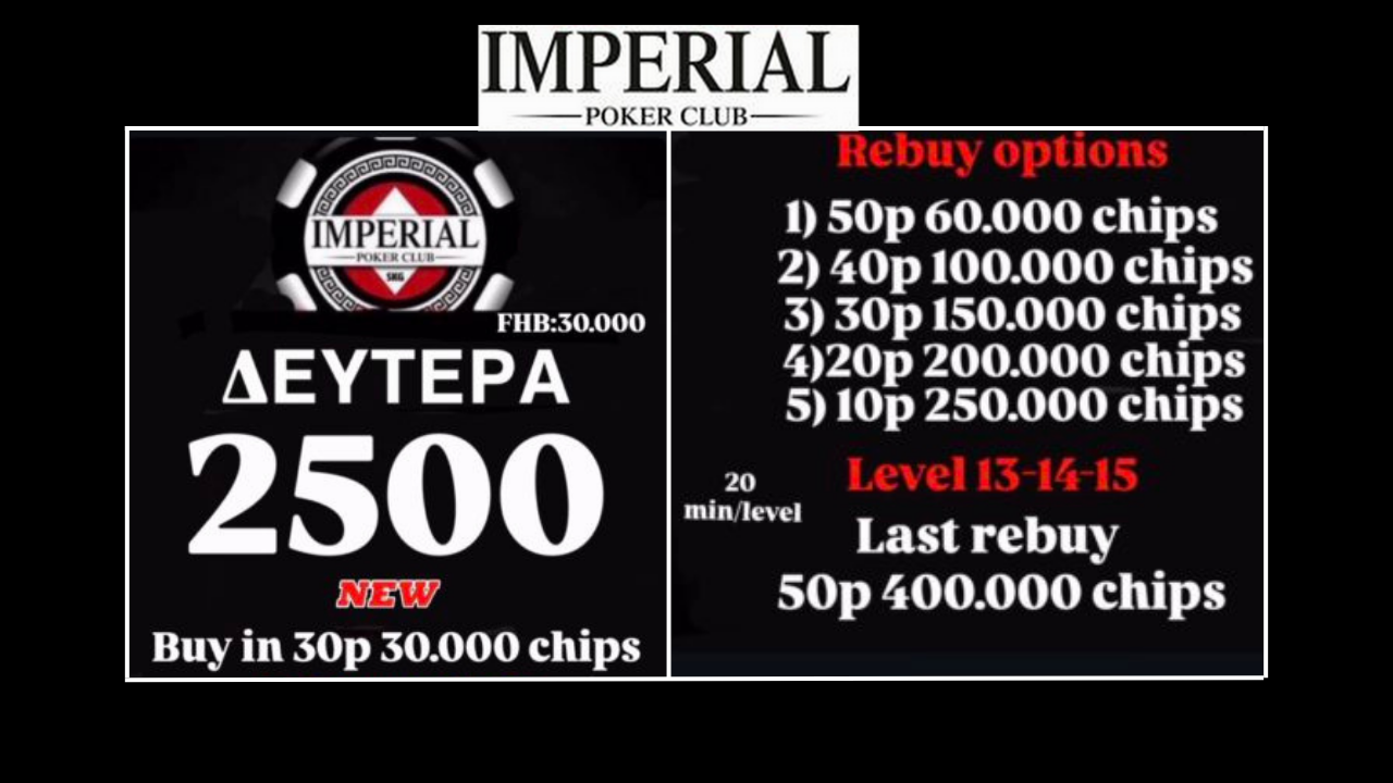 Νέο τουρνουά κάνει πρεμιέρα απόψε στο Imperial Poker Club με 2500p